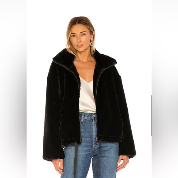 Rebecca Minkoff “Bridget” Faux Fur Jacket in Black - Picture 1 of 16